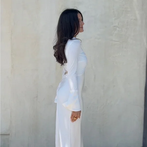 WHITE REVOLVE DRESS WITH COLLAR DETAILING - Picture 1 of 5